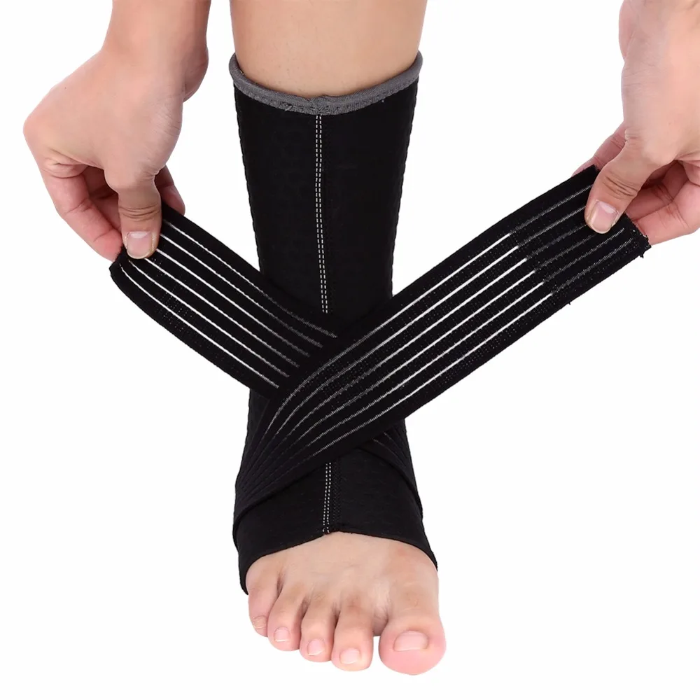 

Black Nylon Non Slip Ankle Support Adjustable Elastic Strap Wrap Ankle Brace Sports Safety Ankle Protection Strap L Size