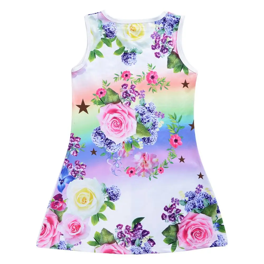 2019 Summer Girls Dress Butterfly Unicorn Print Kids Dresses Baby Girls Princess Dress Party Clothes Sleeveless Birthday Dresses