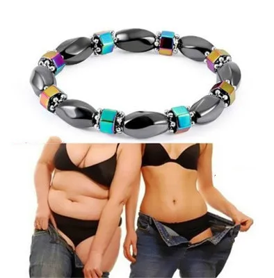

Handmade Colorful Hematite Magnetic Bracelet Charm Weight Loss Slimming Bangles Black Stretch Brazalete Mujer