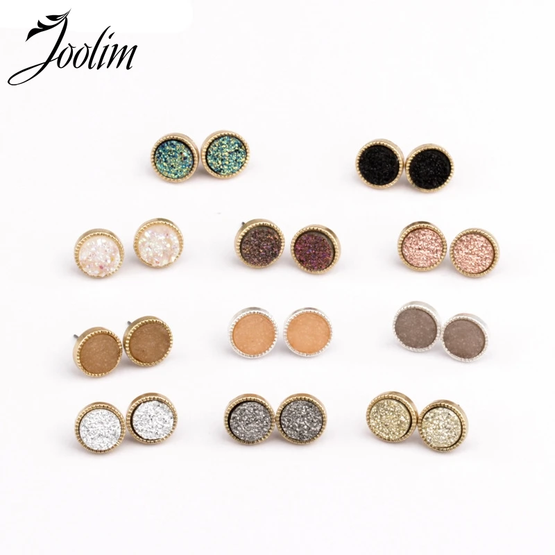 

Joolim Jewelry Wholesale/11 Colors Simple Druzzy Stone Stud Earring Dot Earring European Earring Low Price Earrings