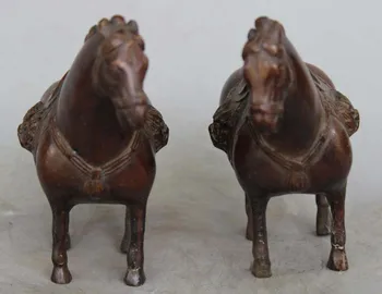 

A pair Chinese Royal Fengshui Decor Art Sculpture Pure Red copper Tang horse