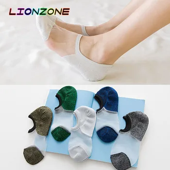 

LIONZONE 5Pairs/Lot Bright Glass Filament Silk Socks Kawaii Korean Fashion Slipper Casual Pokemon Chaussette Invisible Meias