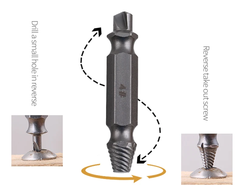 Jewii 4 шт. сверло поврежденный Винт экстрактор электроинструменты двухстороннее сверло болт шпилька разделенный Винт инструмент для удаления