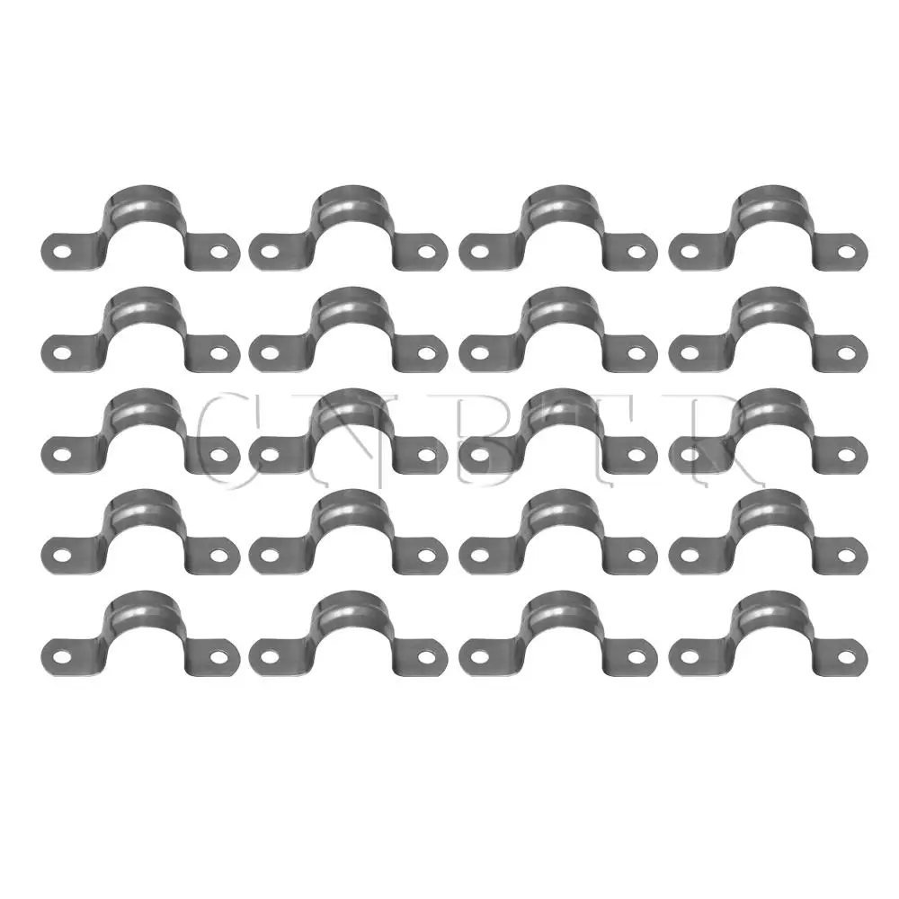 

CNBTR 6.9x1.8x2.5cm Silver Stainless Steel U Shaped Hose Clamp Saddle Shape Pipe Clips for 25mm Steel Pipe Water Tube Pack of 20