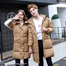 Thickening Winter Coat For Lovers Hooded Long Women Men Parkas Cotton Padded Letter Printed Warm Loose Jacket Outwear Coat FY07