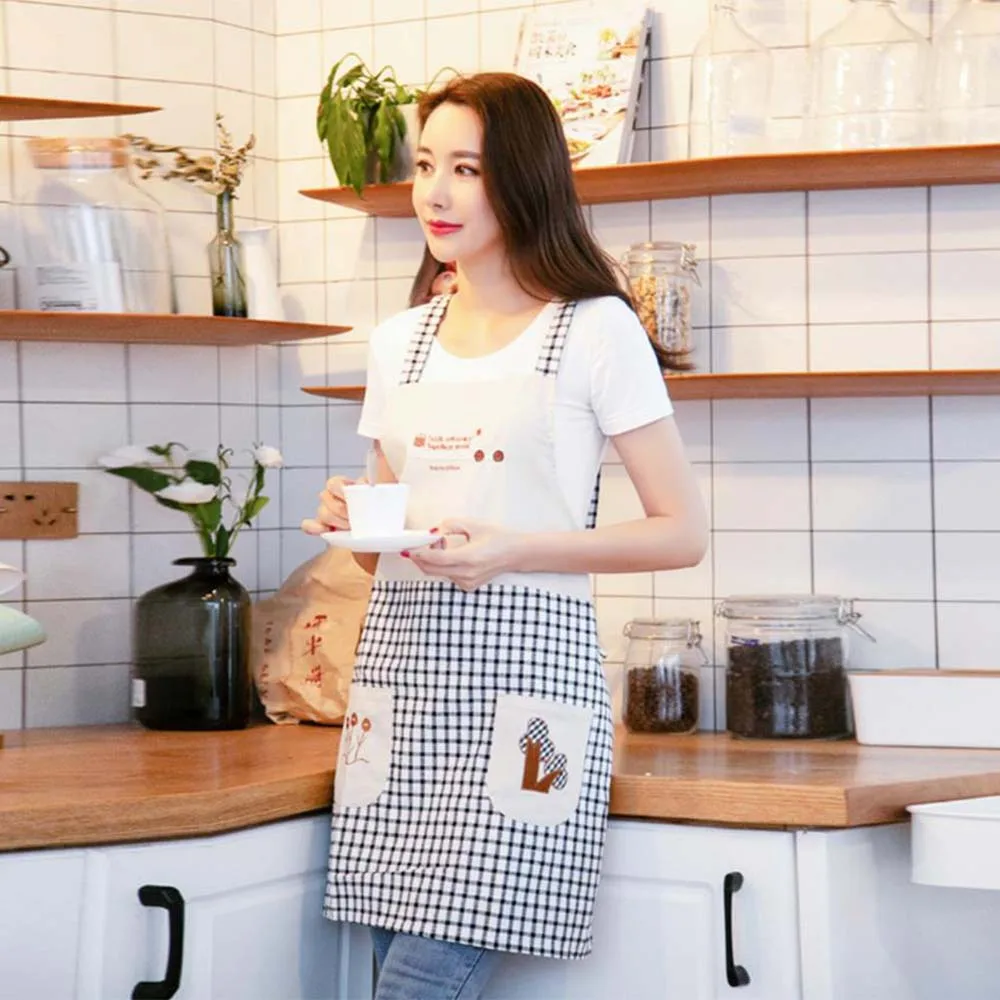 

Cotton Apron and Bust Nordic Household Kitchen Aprons With Pockets