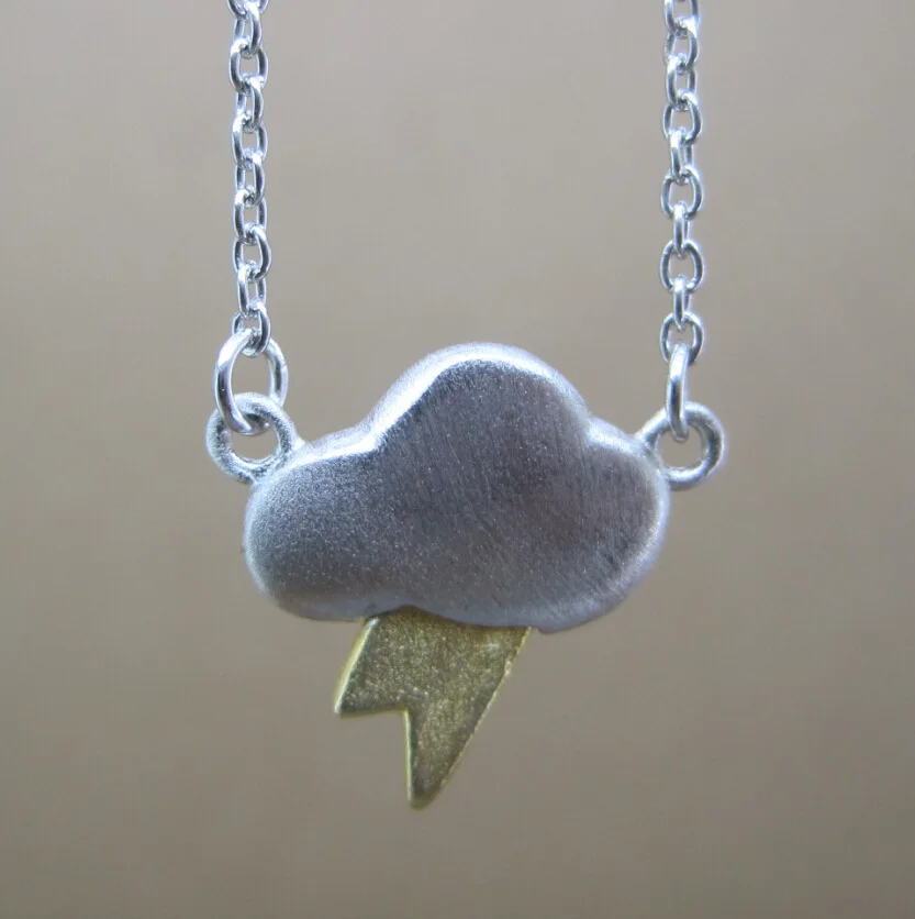 Brand new 925 sterling silver necklace personality female flashing lightning bolt necklace for women