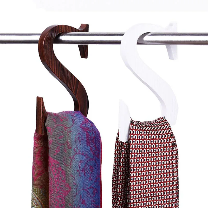 White Brown Ash Wood S Shaped Hooks Hanging Bags Accessories Hooks