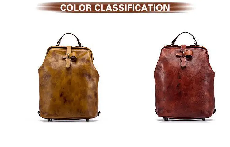 Color Display of Leather Backpack