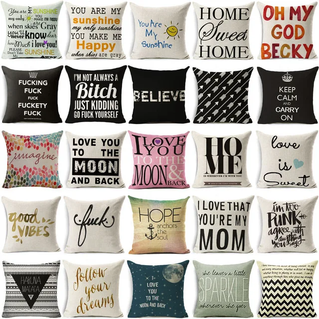 Maiyubo Fashion Letter Cushion Covers Cushion Cover Pillow Case Scandinavian Cartoon Decor Housse De Coussin Home Textile PC441