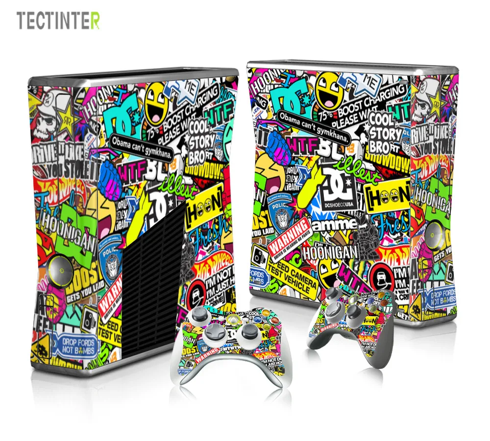 

BOMB Bombing Graffiti Protector Vinyl Sticker for Xbox 360 Slim Console with 2 Controller Skins Cover for Xbox360