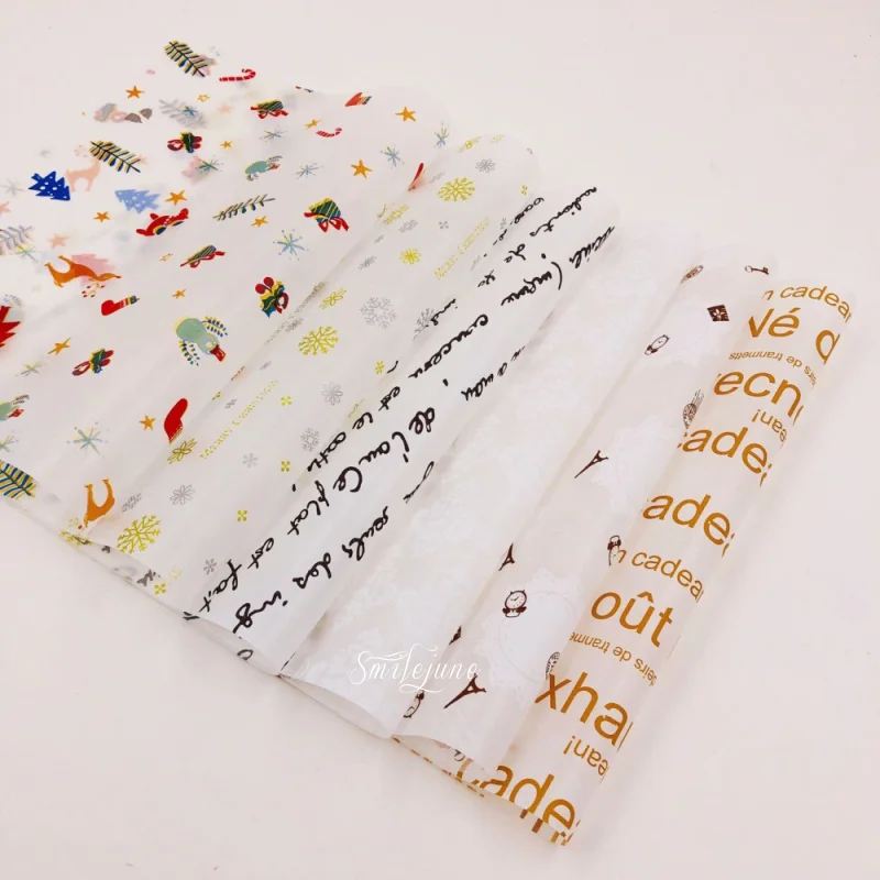 

50sheets Christmas Wax Paper Food Colored Candy Wax Baking Greaseproof Wrapping Paper 25*35cm
