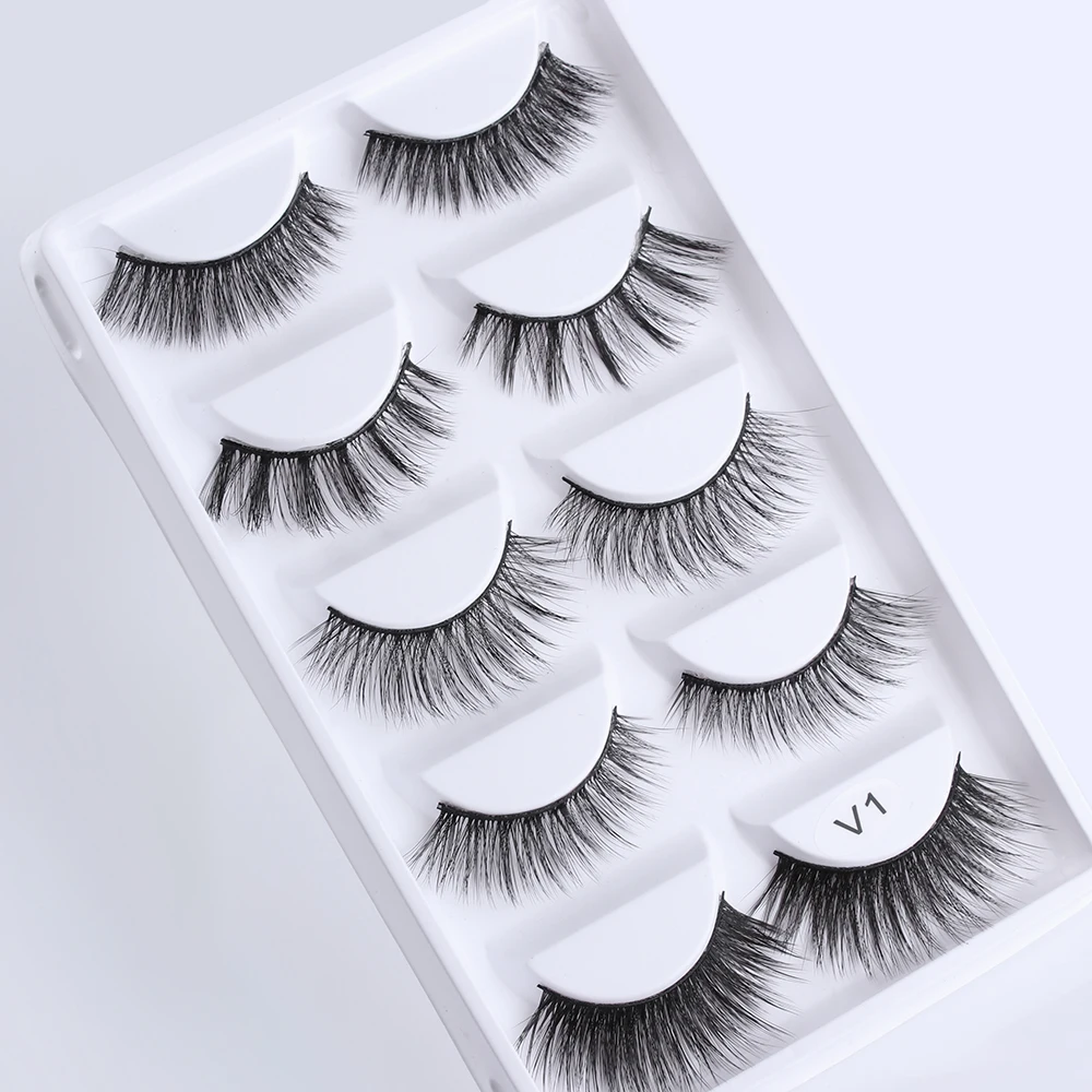 

5Pairs/Set V1 Mixed Style 3D Mink Hair False Eyelashes Natural Long Eye Lashes Wispy Flutter Makeup Extension Tools