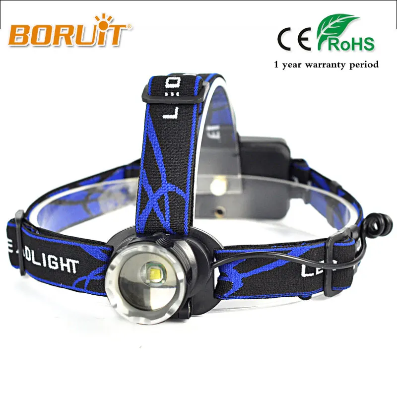 

BORUIT Rechargeable 3-Modes 2200LM XM-L T6 LED Headlamp White Light Mini Camping Headlight 18650 Battery Head Torch For Fishing