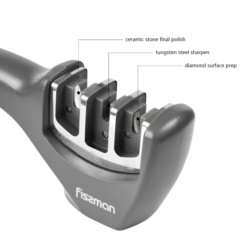 Fissman 3 ступени точилка для ножей Кухонные точильные ножи точильный камень Вольфрамовая Алмазная керамика