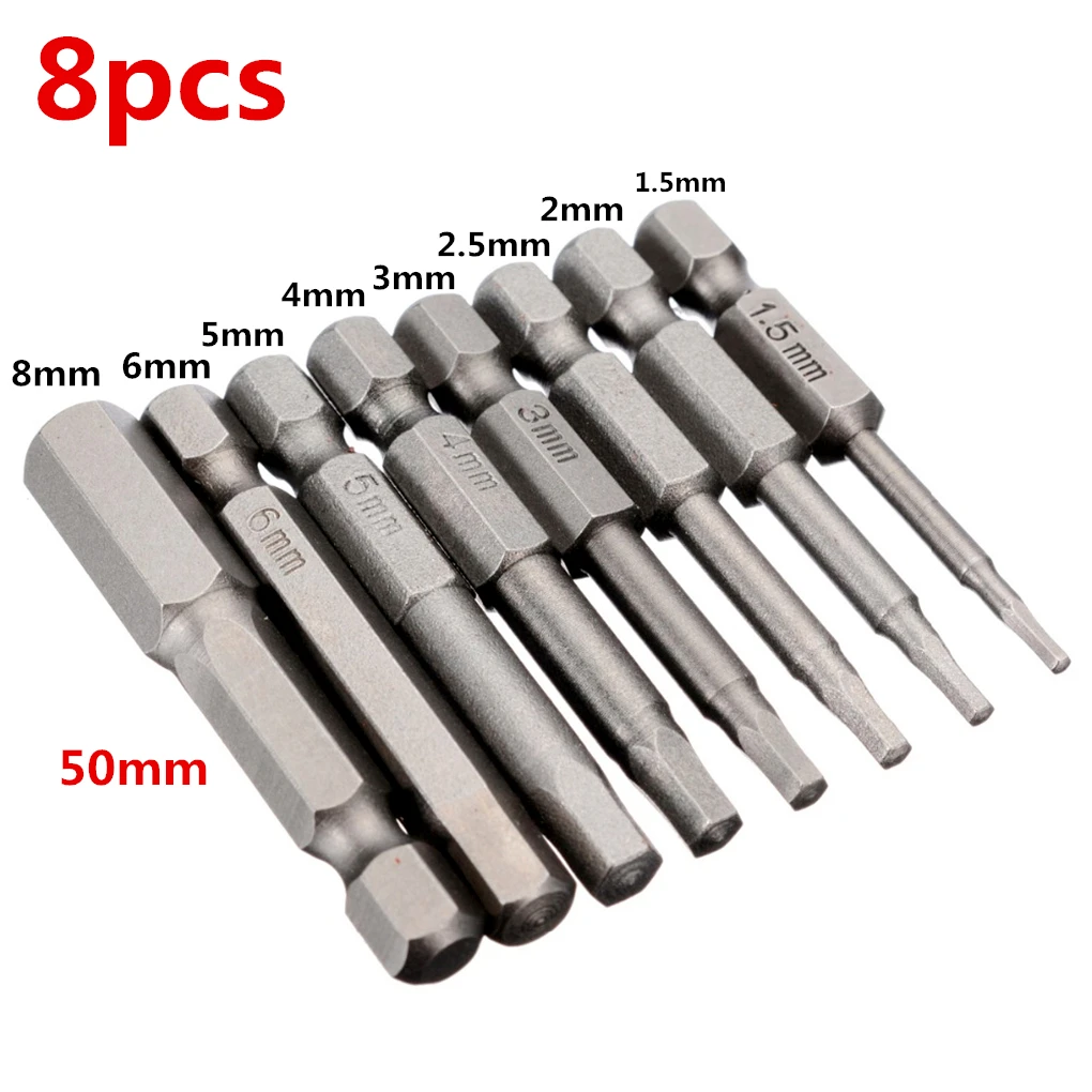 

8pcs 50mm Magnetic Hexagon Screwdriver Bit S2 Steel 1/4 Hex Shank Screw Drivers Set Electric Screwdriver Hand Tool