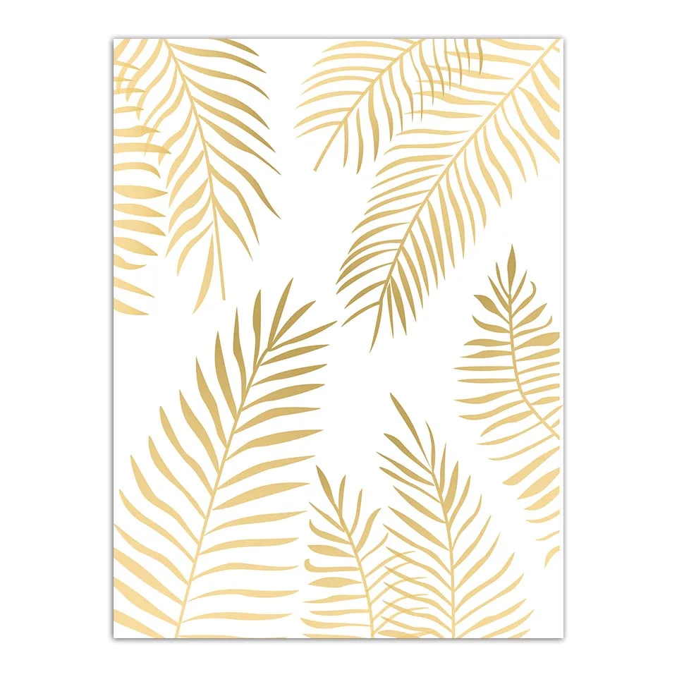 Скандинавские принты картины листья золотые минималистичный офис холст плакат