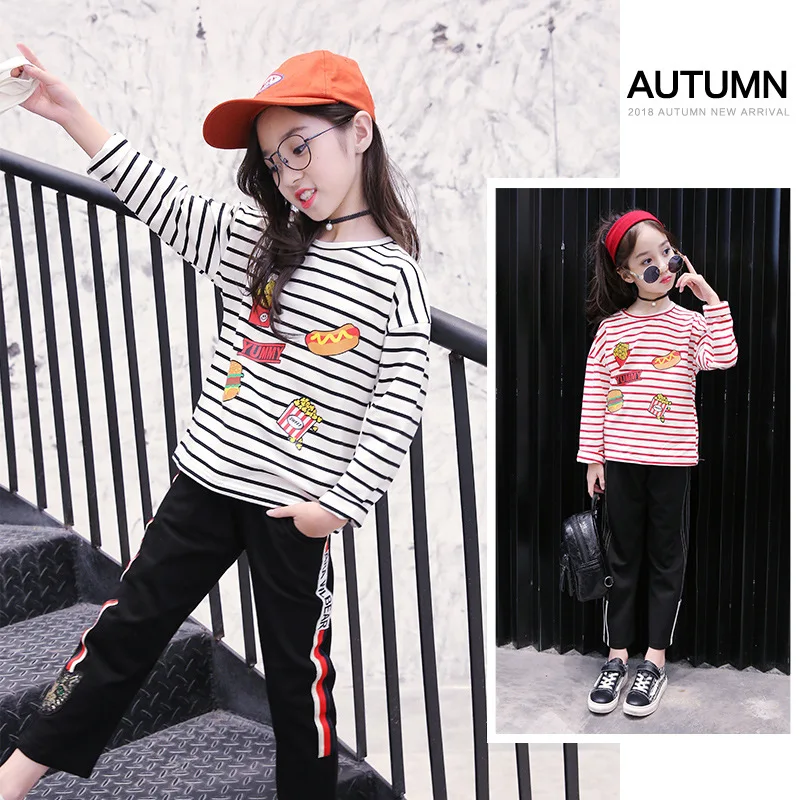 

Girls T Shirt 3 4 5 6 7 8 9 10 11 12 13 Year Baby Girl Shirts 2018 New Fashion Autumn Striped Long Sleeve Shirt Fall Top Teenage