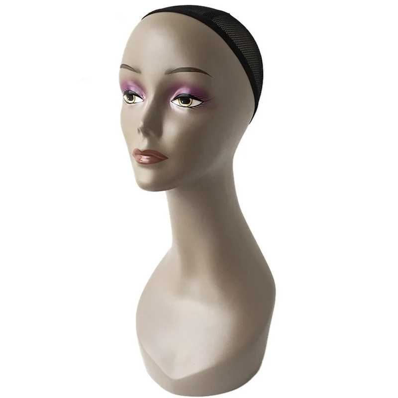 CAMMITEVER Fiberglass Mannequin Head for Black Women Wig Display Black