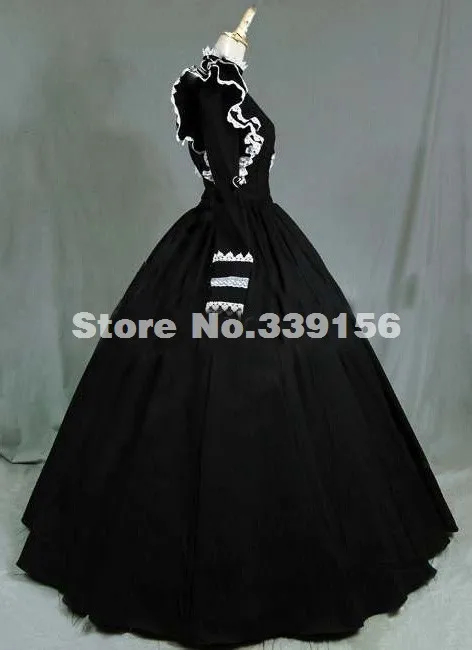 Обычай Винтаж Черный с длинным рукавом Средневековый Ренессанс Готический викторианский платья, женские сумасшедшие Хэллоуин вечерние бальные платья