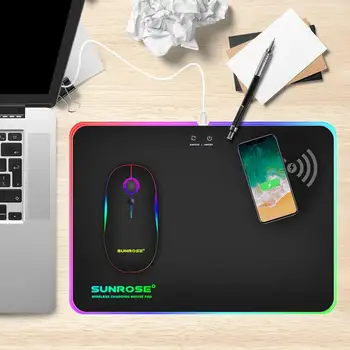 

SUNROSE Game Mouse Pad RGB Light Mouse Pad Phantom Color Hard Belt Wireless Charging Function Mouse Pad Belt Glow