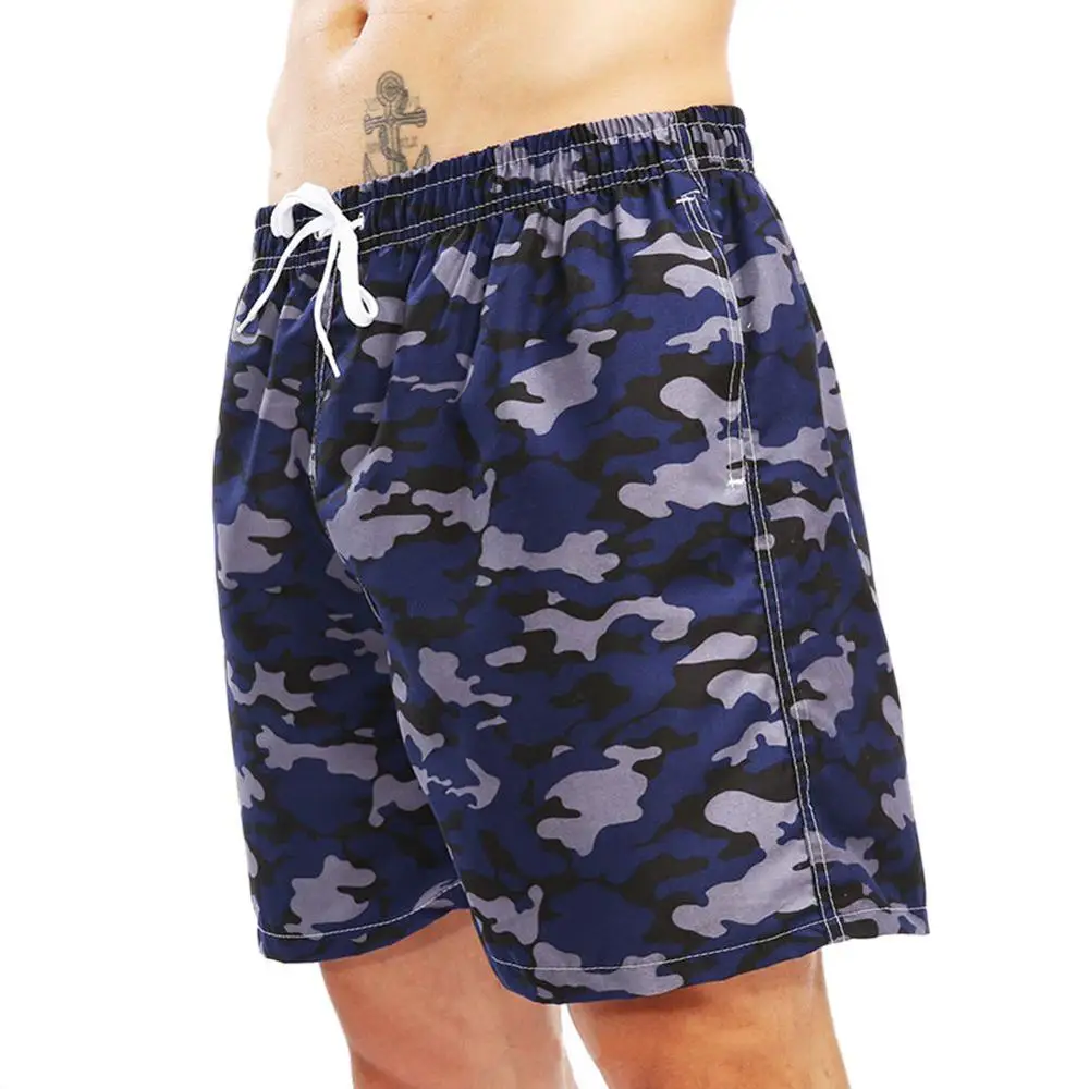 Camo Drawstring быстрый сухой Для мужчин бордшорты камуфляж свободные летние пляжные шорты для Для мужчин 2019 Новая мода мужской Спортивные штаны