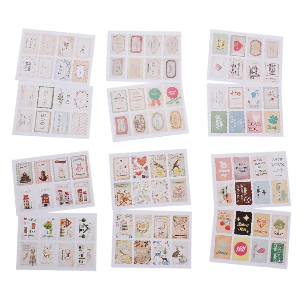 

2 sheet/32pc Vintage stamp mini paper sticker decoration DIY diary scrapbooking seal sticker kawaii stationery set