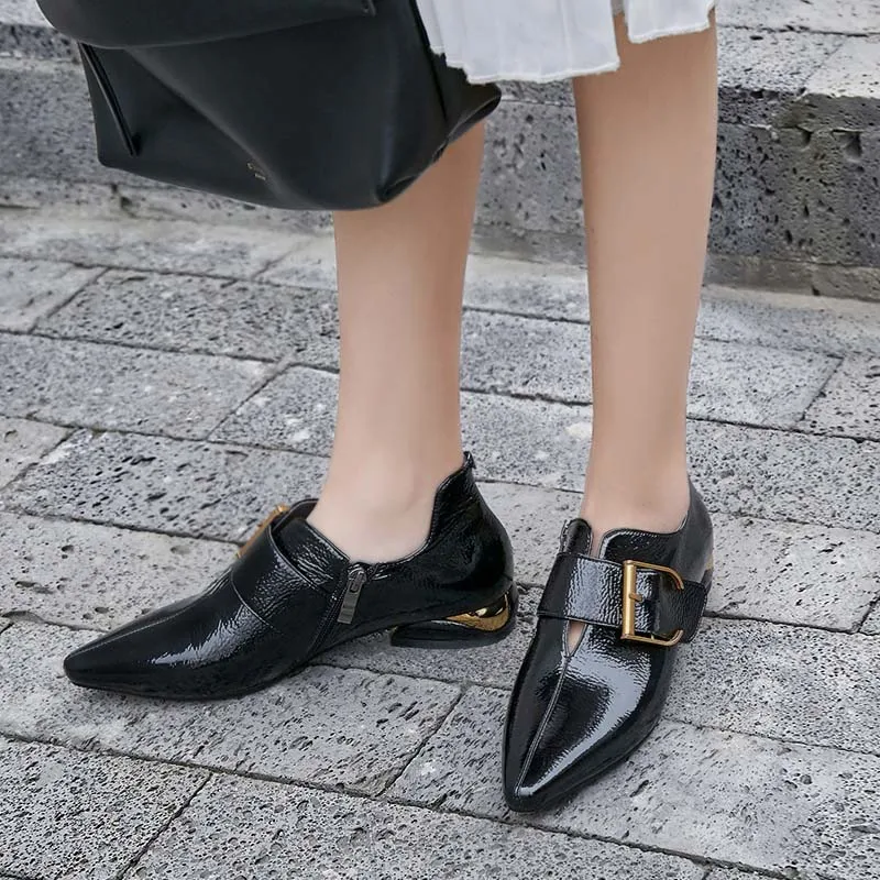 Kickway/женские черные пикантные туфли-лодочки на каблуке с острым носком; сезон лето-весна-осень; модная женская обувь; Mulher Zapato; большие размеры 34-42 - Цвет: Black