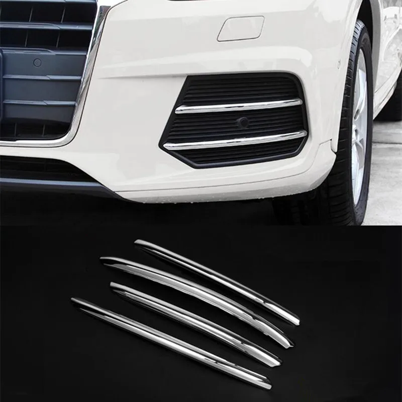 

Chrome Front Fog Lamp Grille Grid Decoration Frame Cover Trim Strips 4pcs For Audi Q3 2016 Car Styling Auto Accessories