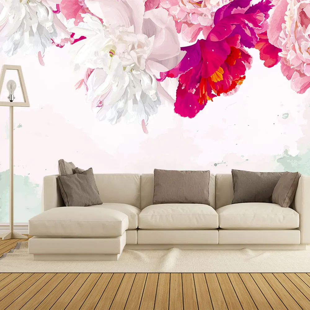 3d обои современный минималистичный ручной росписью цветочный пион ТВ фон настенный водонепроницаемое покрытие для стен