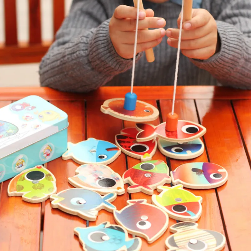 

Tin Color Magnetic Double Pole Fishing Toy Blocks Baby Parent-child Interactive Games Puzzle Board Game