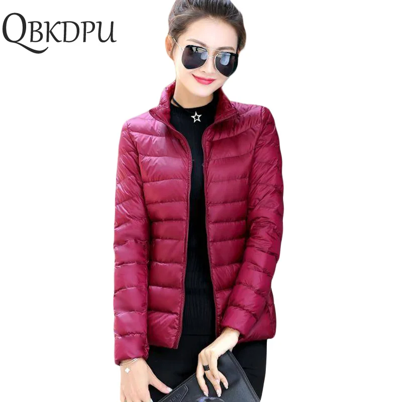 

2019 women Plus Size Winter Basic Jacket Ultra Light Office Work Spring Autumn Coat Stand Collar Female Short Cotton Outerwear