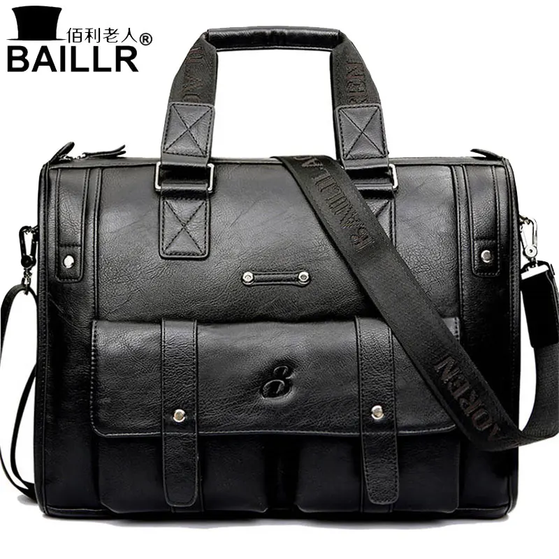 

BAILLR Brand Man Bag Black Briefcase Men Business Handbag Messenger Bags Male Vintage Men's Shoulder Bag Large Capacity 2018new