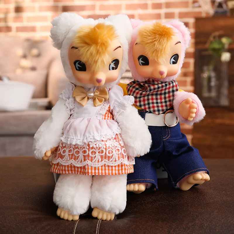 

30cm Sweet Bear KAKA Plush Dress Dolls Toys for Children Gift Stuffed Baby Born Toys