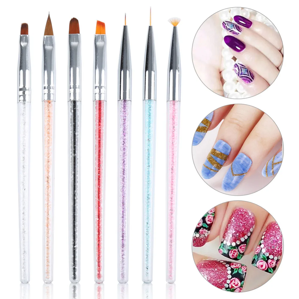 ELECOOL 8 Pcs/1 Set Nail Art Brushes Portable Flower Painting Drawing