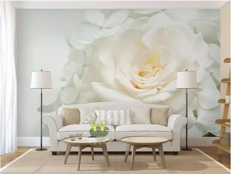 

Custom 3D Mural Wallpaper Modern Simple White Rose Bathroom Backdrop Wall Decor PVC Waterproof Self-Adhesive Home Decor Stickers