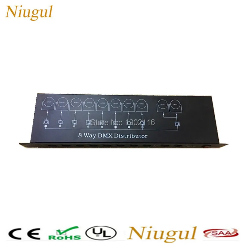 

Niugul 8CH DMX Splitter/DMX512 Light Stage Light Signal Amplifier Splitter/8 Way DMX Distributor