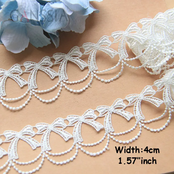 

1yrd/lot Width:4cm Delicate bow-knot design water soluble lace, trim lace DIY garment clothes sewing accessories.(ss-396)