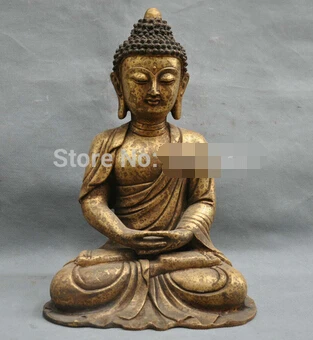 

Fast shipping 13" China Tibet Copper Bronze Sakyamuni Shakyamuni Buddha Statue Sculpture