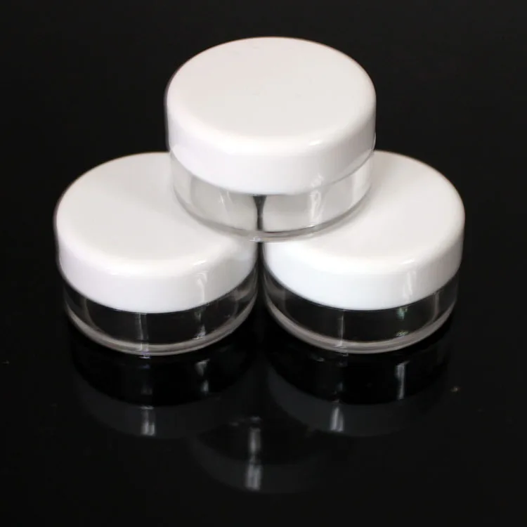 

1000PCS / 5G Cream Jar, white Empty Plastic Cosmetic Container, 5ml clear jar, Small Sample Makeup Sub-bottling nail powder case