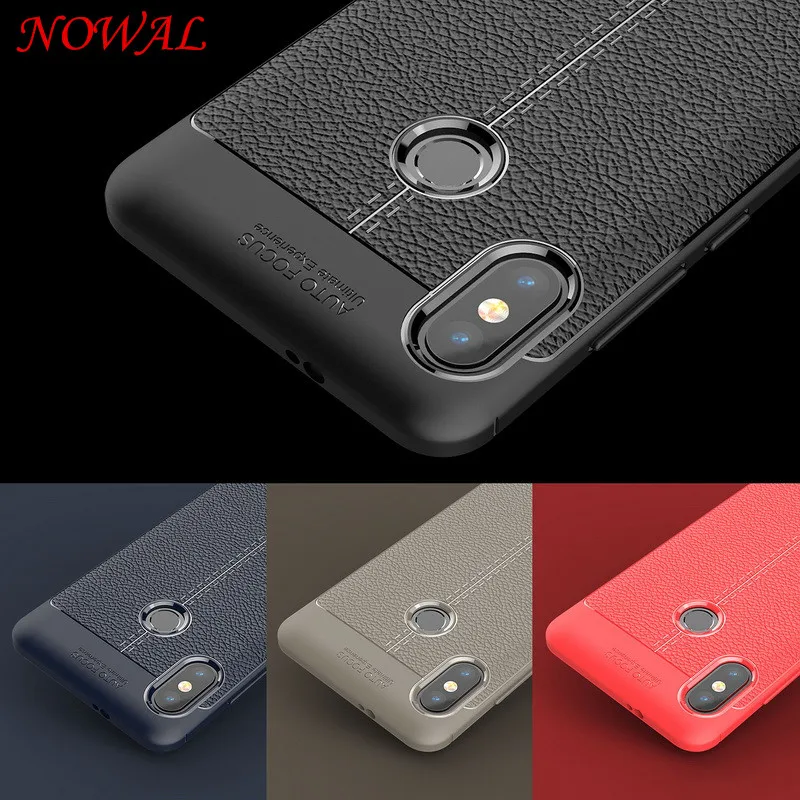 Best NOWAL Leather Silicon Case For Xiaomi Redmi Note 5 Pro 6 6A Litchi Carbon Fiber Soft Cover For Redmi 6A S2 Y2 6 Pro Accessories