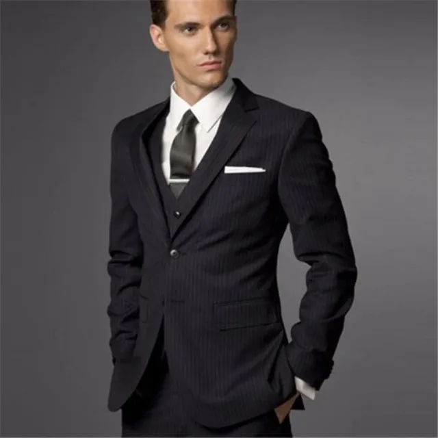 Slim Fit Groom Suit Wedding Suits For Men Striped Slim Fit Groom Suit Wedding Suits For Men Striped Tuxedo Tailored 3