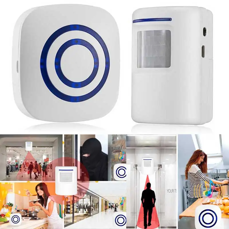 

Wireless Digital Doorbell with PIR Sensor Infrared Induction Alarm Door Bell Welcome Body Doorbell 38 Songs LB88