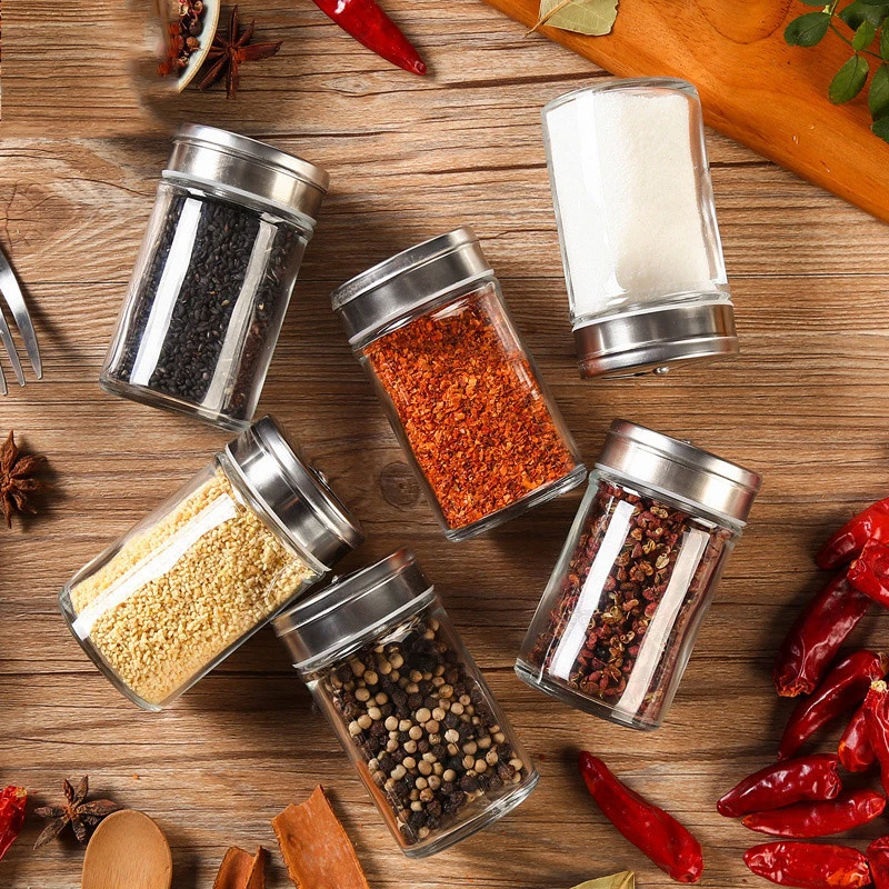 

Glass Spice Storage Bottle Shaker Seasoning Jars BBQ Cooking Herbs Container Organizer Kitchen Gadgets Accessories Supplies