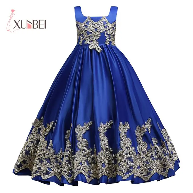 royal blue and gold flower girl dresses