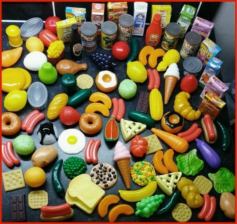 

120Pcs Children Cutting Fruits Vegetables Pretend Play Kitchen Toys Miniature Safety Food Sets Educational Birthday Gifits