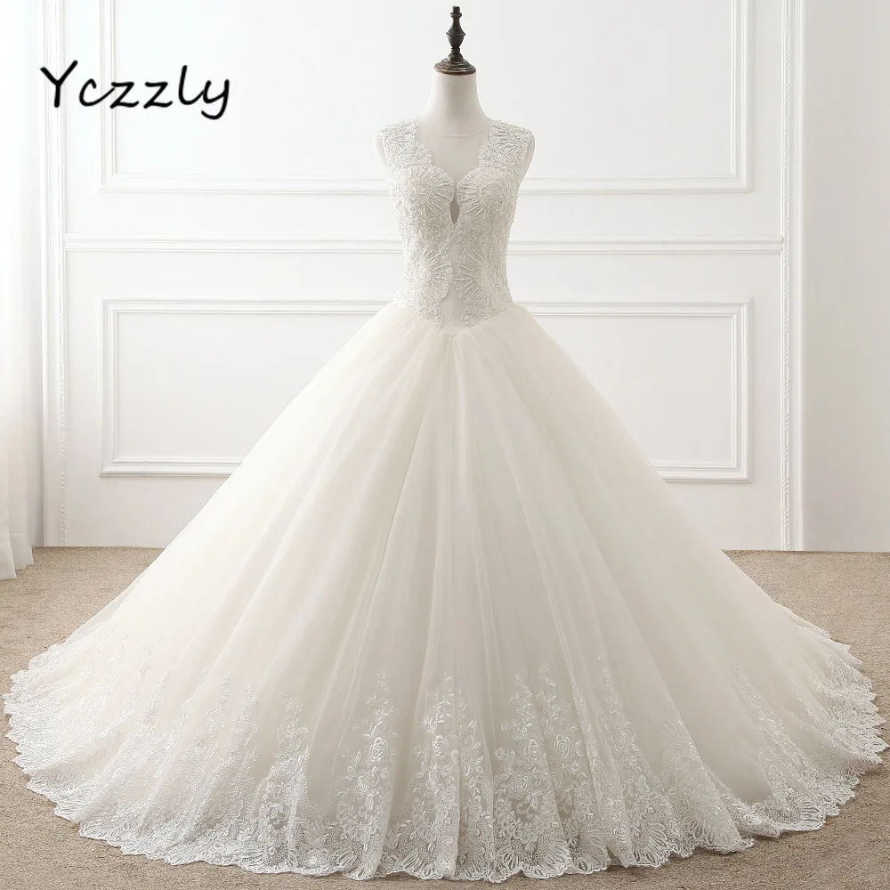 Gorgeous Ball font b Gown b font Puffy Lace Appliques font b Wedding b font Dress