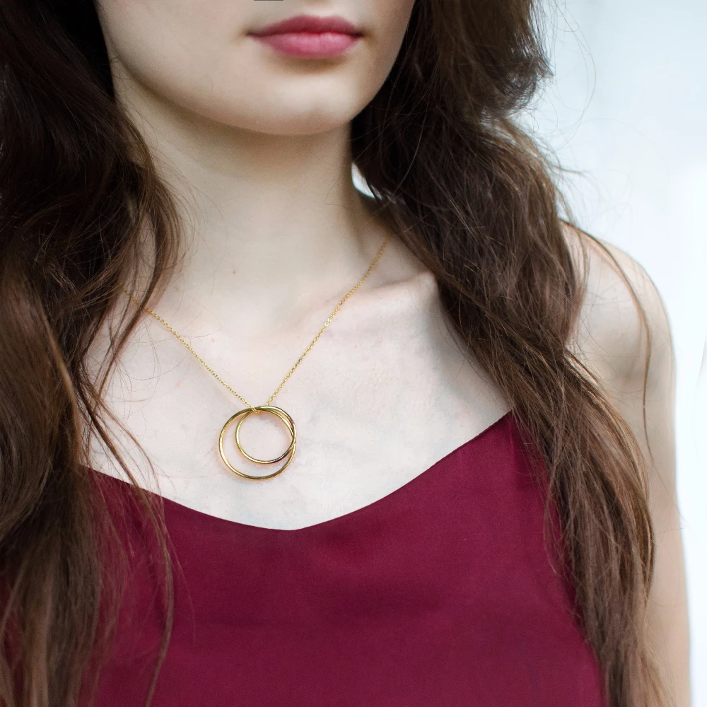 

e-Manco Long Necklace Slide Pendant Jewelery for women Cross Circle Fashion Casual 925 Silver Statement Golden Necklaces collier