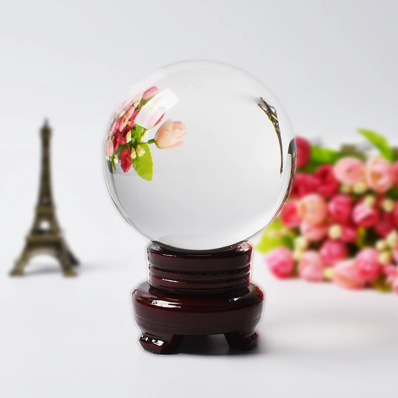 Beste 100mm Transparant Kristal Glas Bal Clear Feng Shui Sphere Magic Globe Miniaturen Voor Geschenken Home Decor Huis Ornamenten