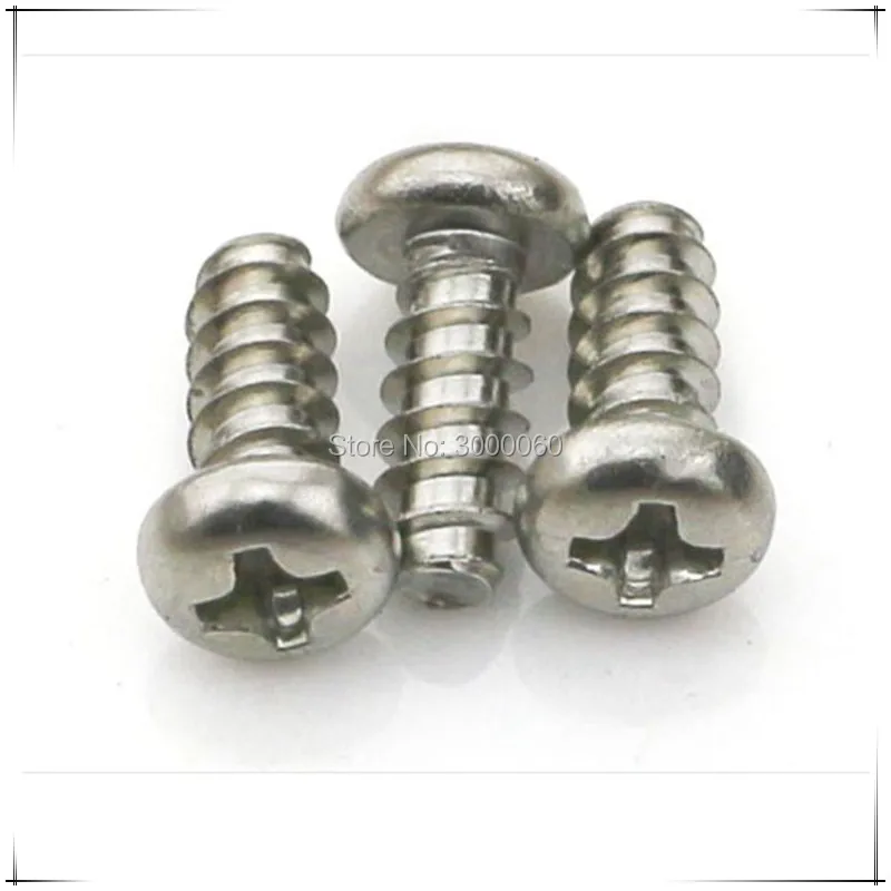 Stainless Steel 304 Cross Recessed Round Head Tapping Screws With Flat